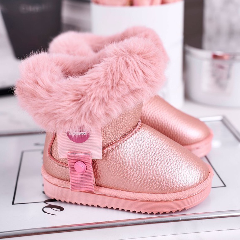 Apawwa Warm pink Marella children's snow boots with fur 1