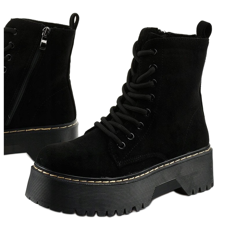Black lace-up suede boots from Cataela 1