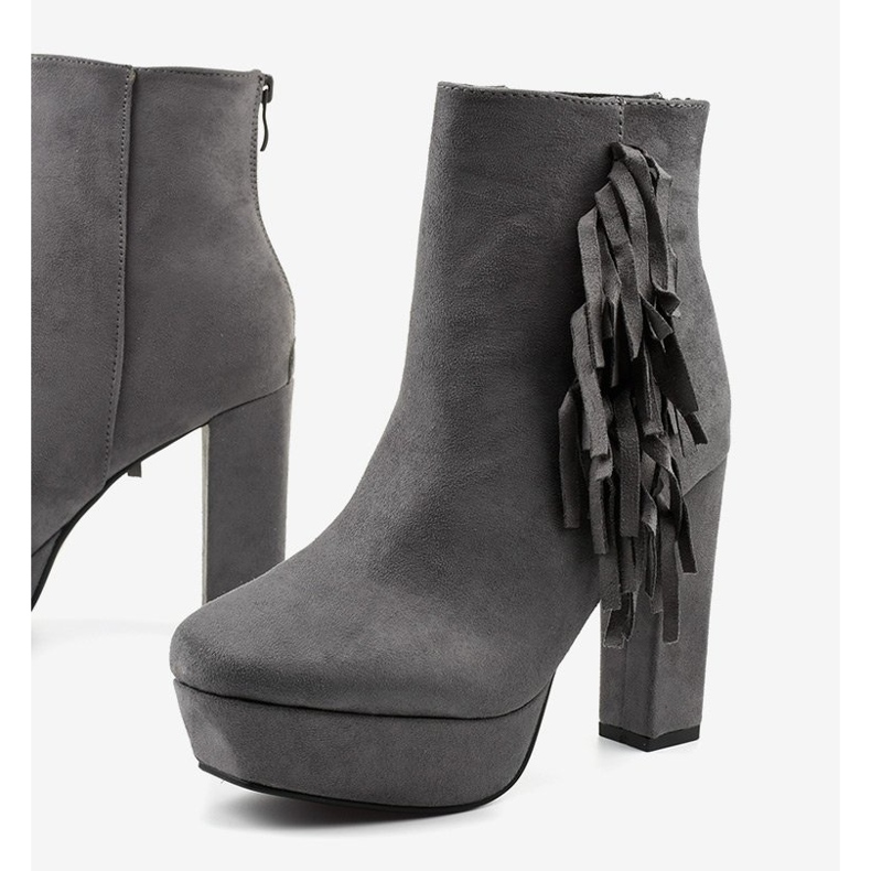 Gray ankle boots with fringes 1272-5 grey 1