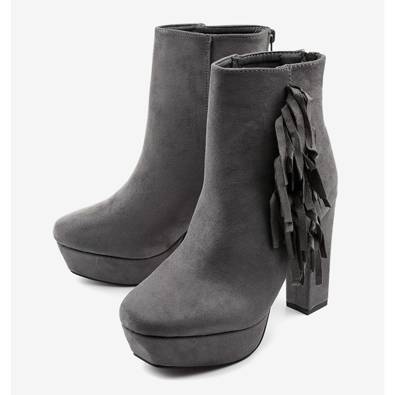Gray ankle boots with fringes 1272-5 grey 2