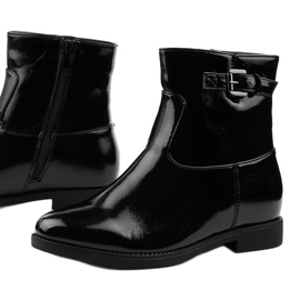 Black insulated boots with a hidden patent lacquered wedge Valentina 1