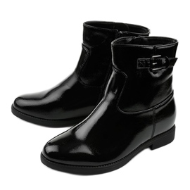 Black insulated boots with a hidden patent lacquered wedge Valentina 2
