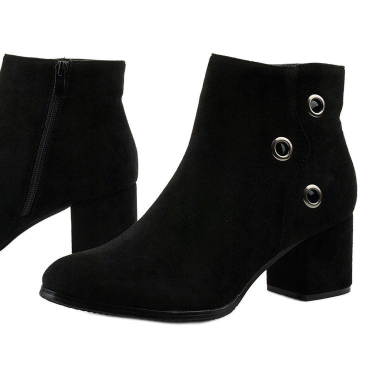 Black ankle boots with eco-suede A8163 / A 2