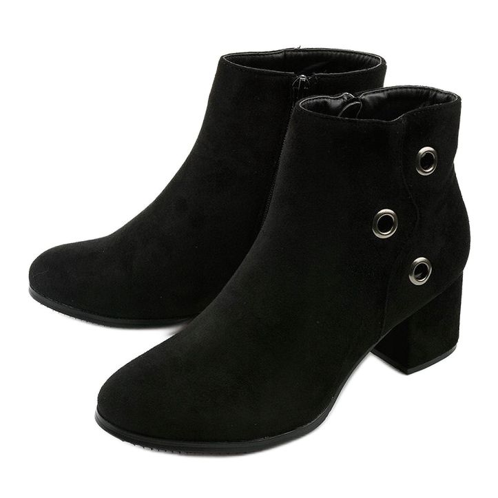 Black ankle boots with eco-suede A8163 / A 1