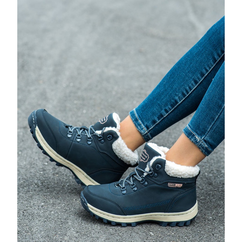 Ax Boxing Trekking shoes with sheepskin navy blue 1