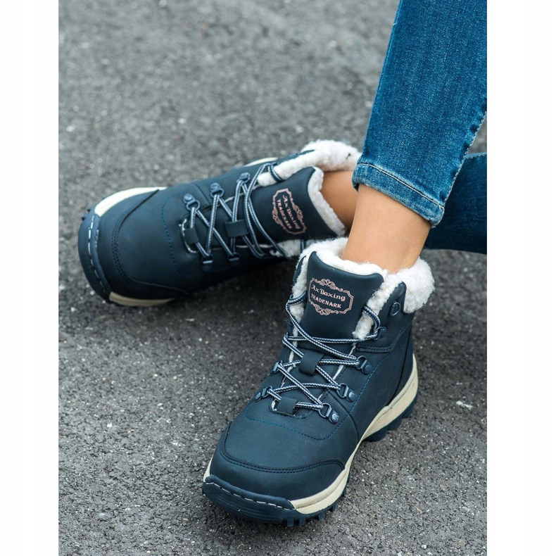 Ax Boxing Trekking shoes with sheepskin navy blue 2