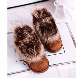 FRROCK Snow Boots With Fur Camel Small Fox beige yellow 1