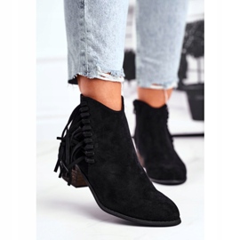 Women's Boots On Heel With Fringes Black Mirage Cowboy Boots 2