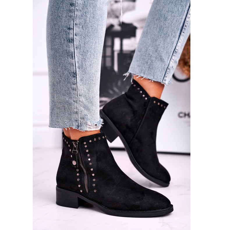 Women's Boots On High Heel Rivets Black Control 2