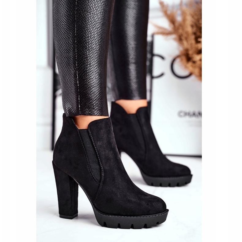 Women's Boots Slip On A Heel Eco-Suede Black Berry 1