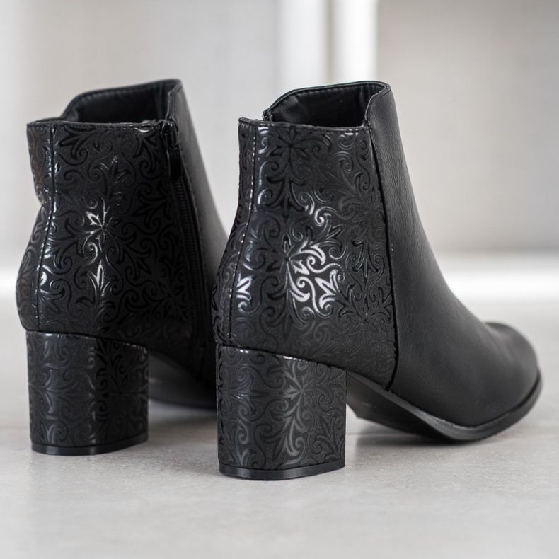J. Star Black Boots With Pattern 1