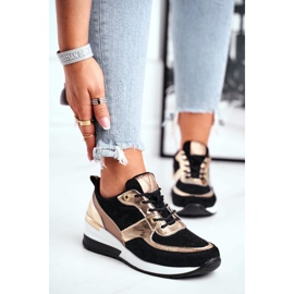 Vinceza Women's sports shoes leather black and gold 21-7777 1