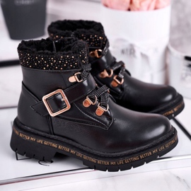 Black Rhythm children's youth boots with sheepskin 1