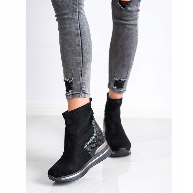 Gogo Wedge Boots black 1 Gogo Wedge Boots black 1
