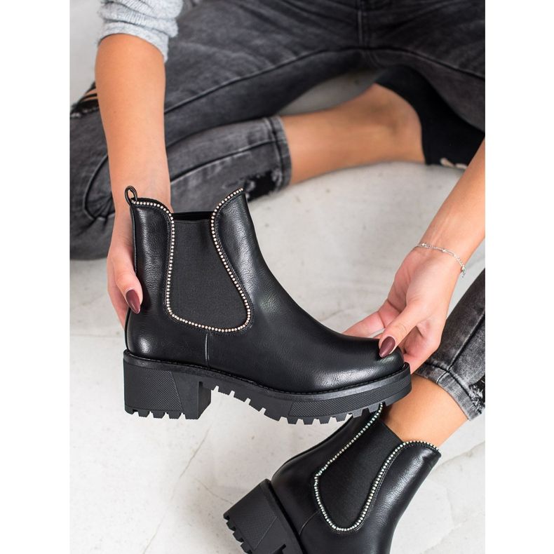 SHELOVET Chelsea boots with cubic zirconia black 2