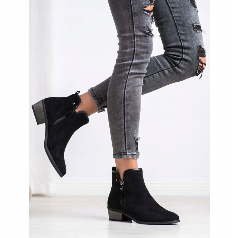 J. Star Boots With Decorative Zipper black 1