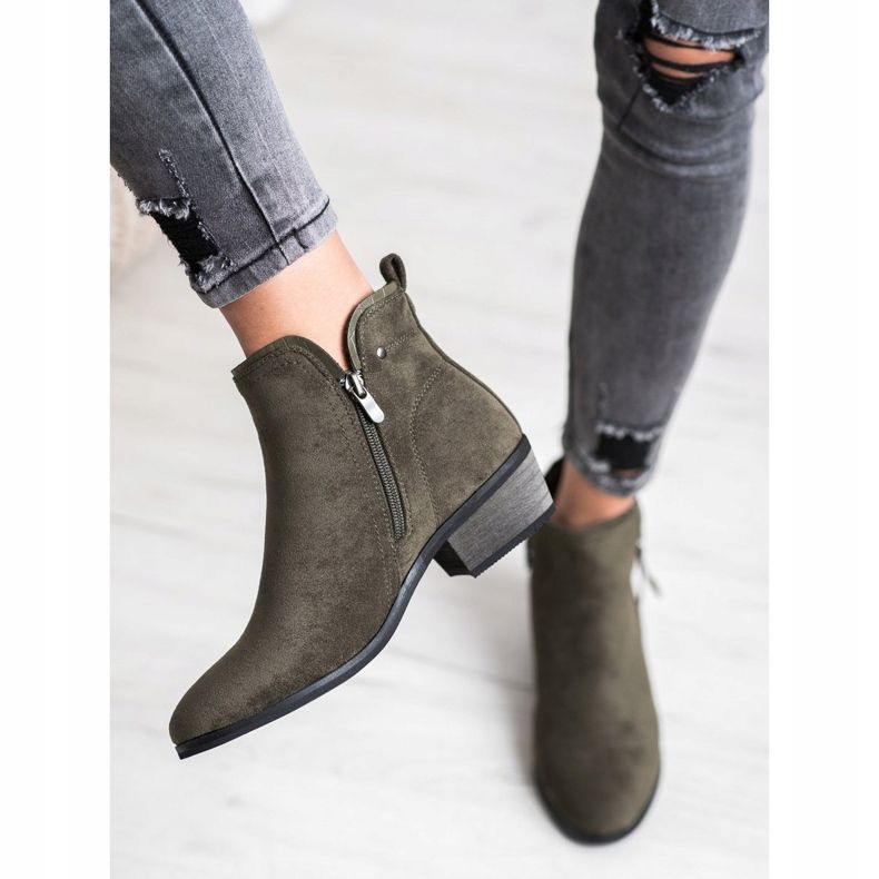 J. Star Boots With Decorative Zipper green 1