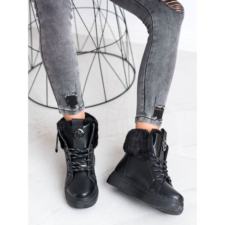 Weide Tied Booties With Fur black 2