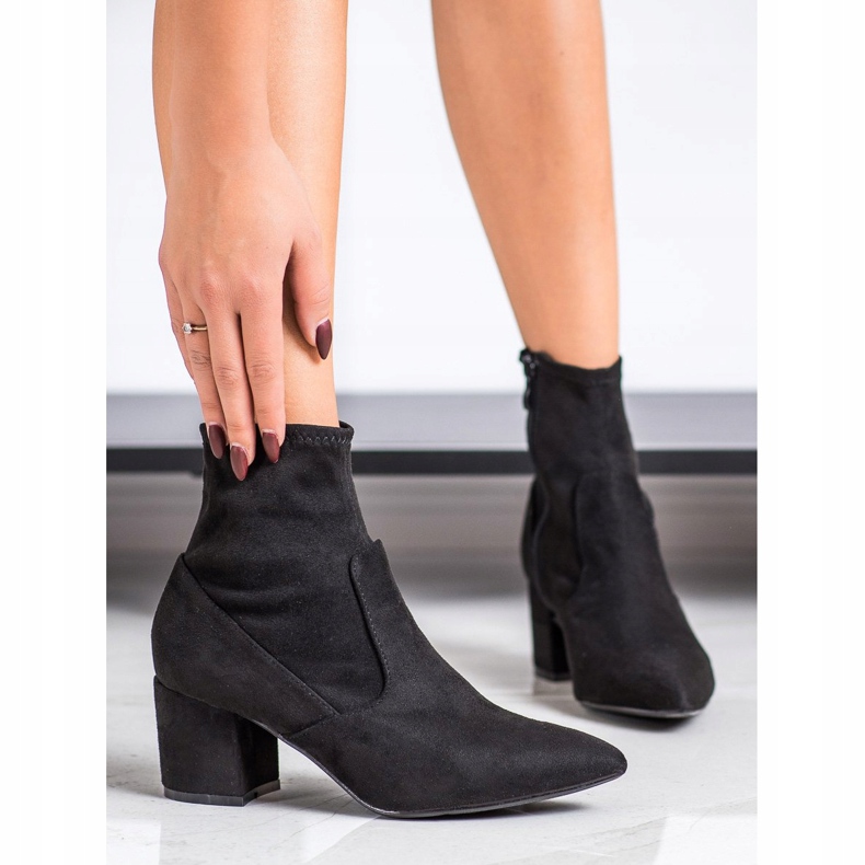 SHELOVET Suede high-heeled boots black 2