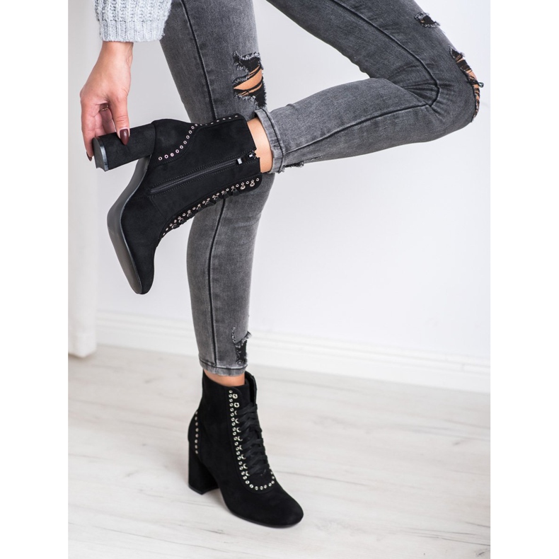 SHELOVET Tied Booties On A Post black 1