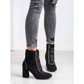 SHELOVET Tied Booties On A Post black 2