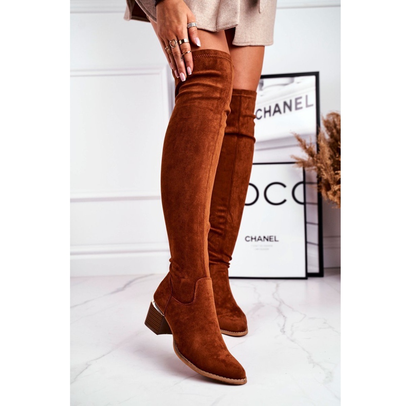 EVE Women's knee high boots eco-suede camel Can't Stop brown multicolored 1