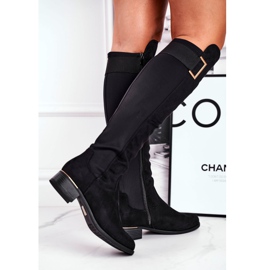 EVE Women's knee high boots suede / lycra black Nash 2