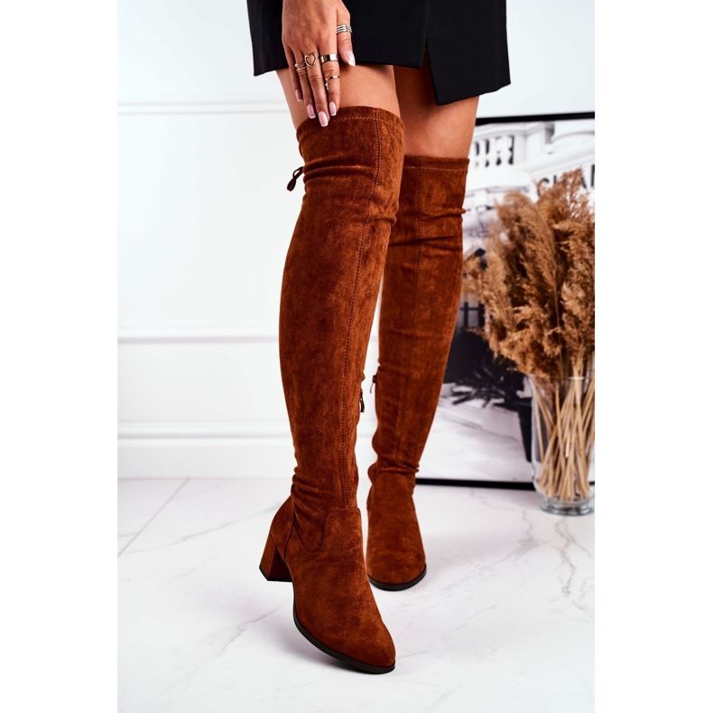 Women's boots Sergio Leone lycra camel KZ281 brown multicolored 1