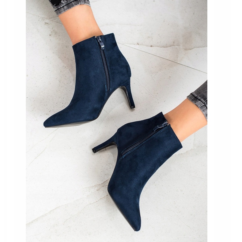 SHELOVET Navy blue boots on a high heel 1