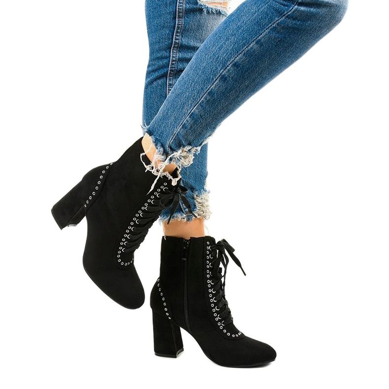 Black ankle boots made of Corstorphine eco-suede 1