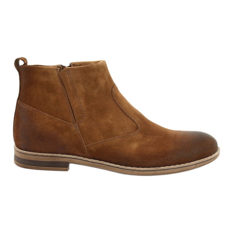 Suede Chelsea boot with a zipper Riko 859 camel brown 4