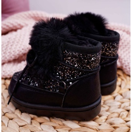 FRROCK Children's Snow Boots With Fur Black Minnie Mouse silver 4