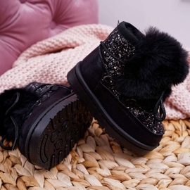 FRROCK Children's Snow Boots With Fur Black Minnie Mouse silver 1