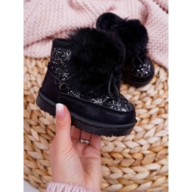 FRROCK Children's Snow Boots With Fur Black Minnie Mouse silver 2
