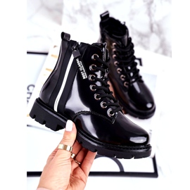 Vinceza Children's Boots Warmed with a Zipper Lacquered Black Falcon 1