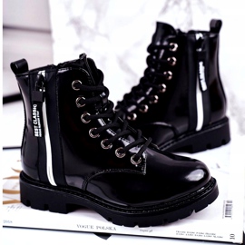 Vinceza Children's Boots Warmed with a Zipper Lacquered Black Falcon 2