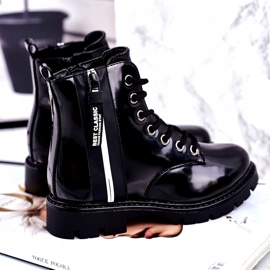 Vinceza Children's Boots Warmed with a Zipper Lacquered Black Falcon 3