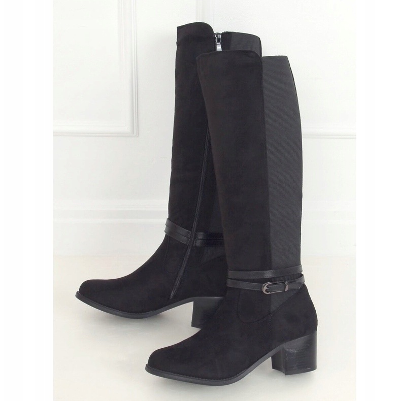Black PE230P Black riding boots with a flexible upper 1