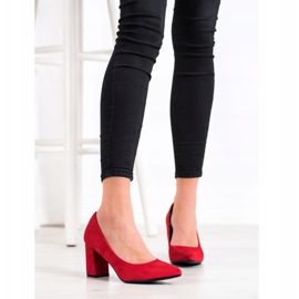 SHELOVET Classic Suede Pumps red 2