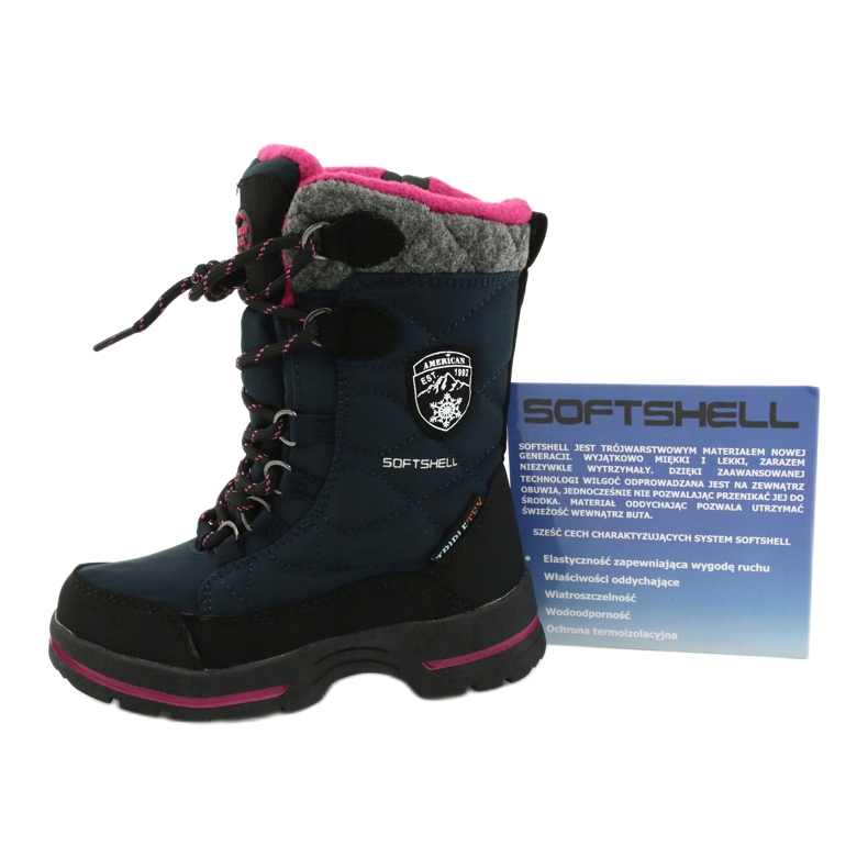 Snow boots with American Club SN15 / 20 navy membrane navy blue pink grey 4