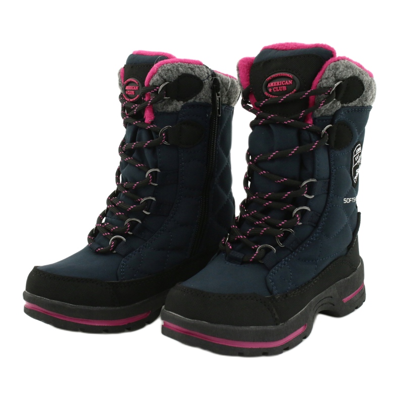 Snow boots with American Club SN15 / 20 navy membrane navy blue pink grey 2