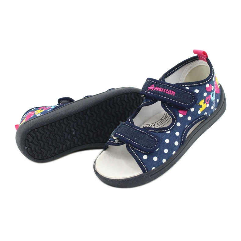 American Club Slippers, sandals, American children's shoes, leather insole navy blue pink 3