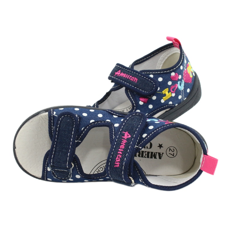 American Club Slippers, sandals, American children's shoes, leather insole navy blue pink 4