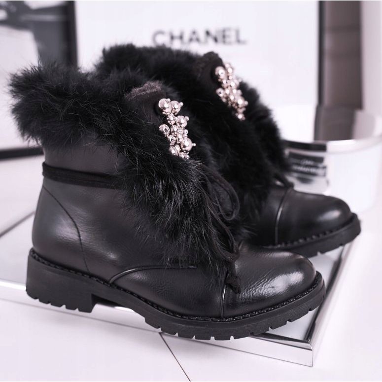 MSMG Children's Black Warm Boots Fur Ella 1