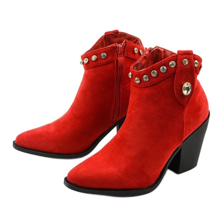 Red cowboy boots with Darnielle cubic zirconia 2