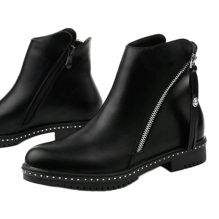 Black women's boots with a zipper, Nonarila 1