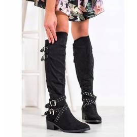 SHELOVET Black Boots With Buckles 1