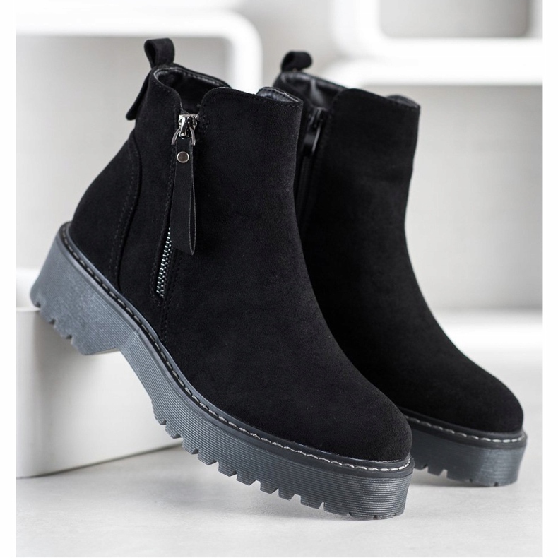 J. Star Suede Booties On The Platform black 1