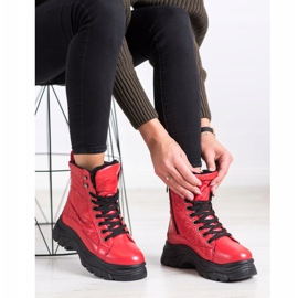 SHELOVET Fashion Quilted Trappers red 1 SHELOVET Fashion Quilted Trappers red 1
