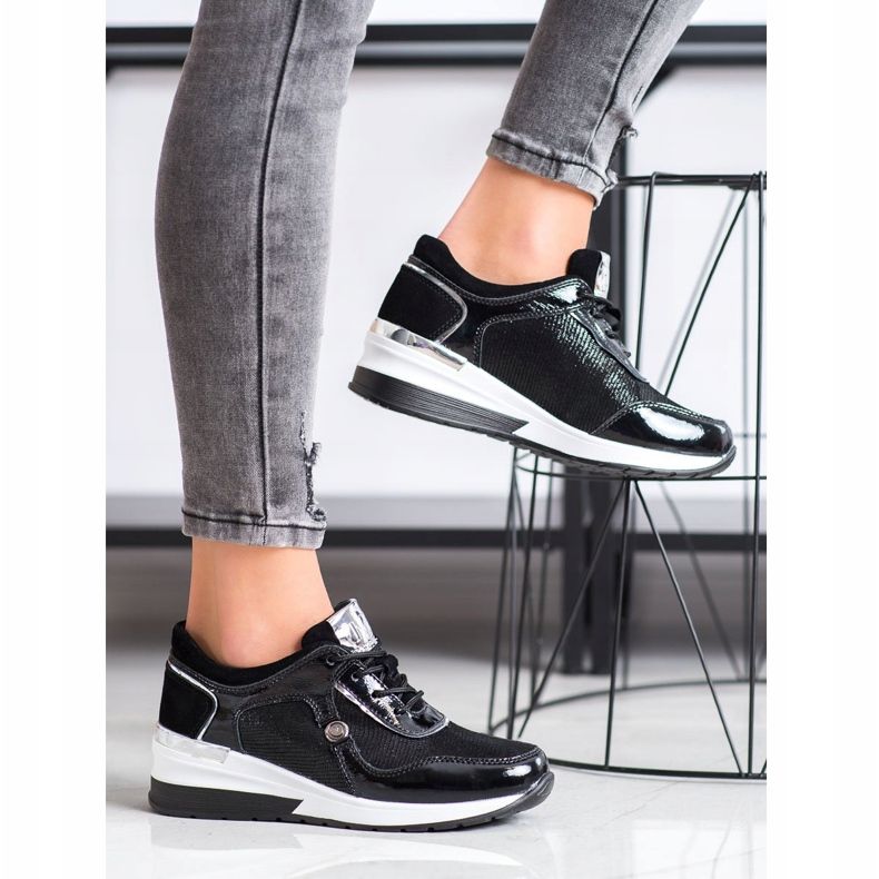 VINCEZA leather sneakers black 1